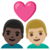 👨🏿‍❤️‍👨🏼 couple with heart: man, man, dark skin tone, medium-light skin tone display on Google